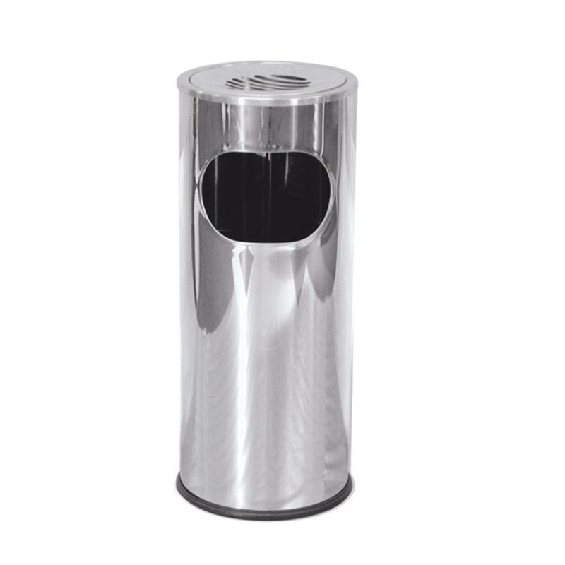 Round Bin with Ashtray - Stainless Steel, 600 x 250mm