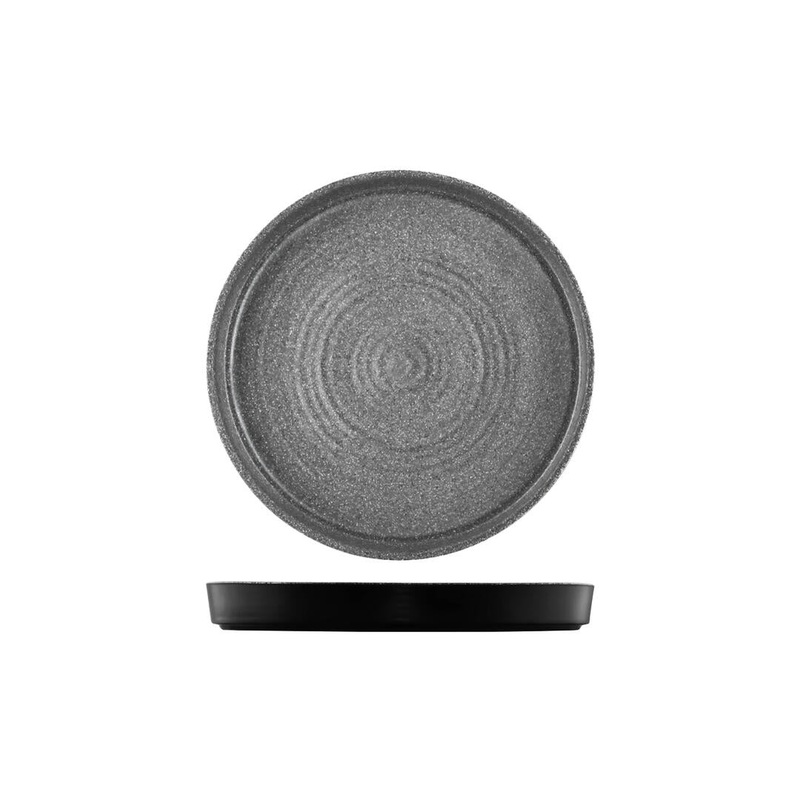Round Platterstone - 305 x 40mm, Infuse, Grey-Black: Pack of 4