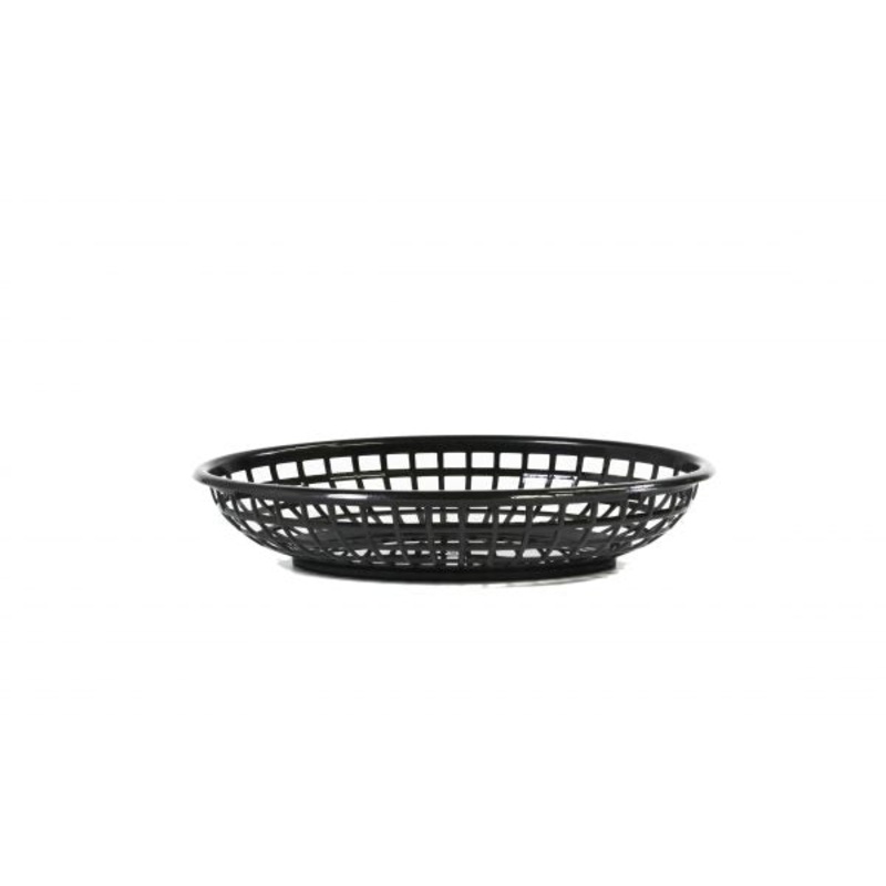 Oval Plastic Serving Basket - 240x150x50mm, Coney Island, Black: Pack of 12