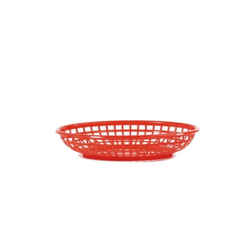Oval Plastic Serving Basket - 240x150x50mm, Coney Island, Red: Pack of 12