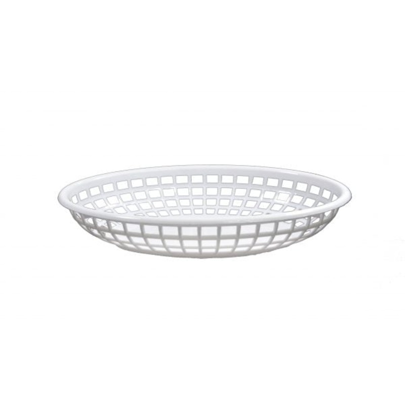Oval Plastic Serving Basket - 240x150x50mm, Coney Island, White: Pack of 12