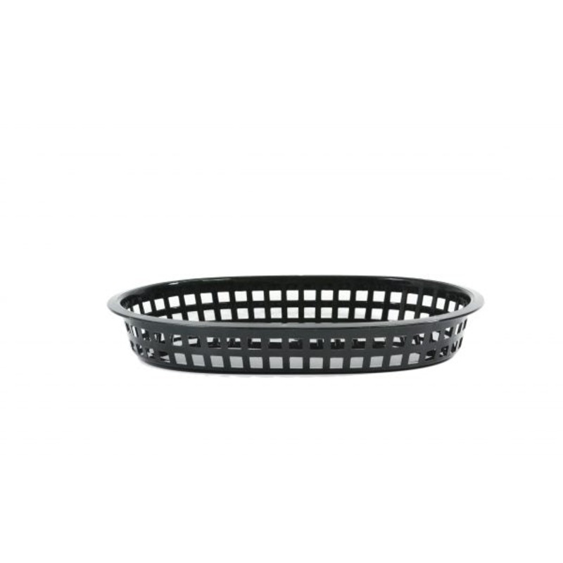 Rectangular Plastic Serving Basket - 270x180x40mm, Coney Island, Black: Pack of 12