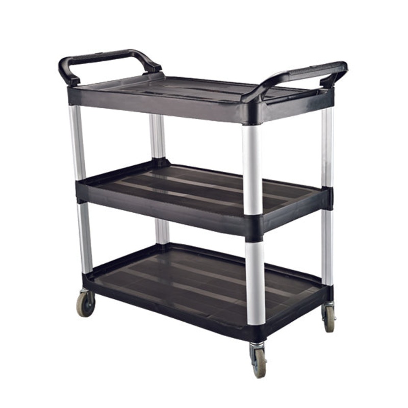 Utility Trolley - 3 Shelf, Black, 845 x 430 x 950mm: Pack of 1