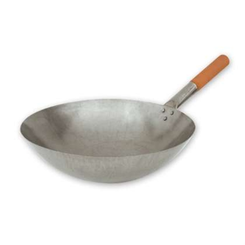 Wok Round Bottom - Iron, Wood Handle, 380mm: Pack of 1