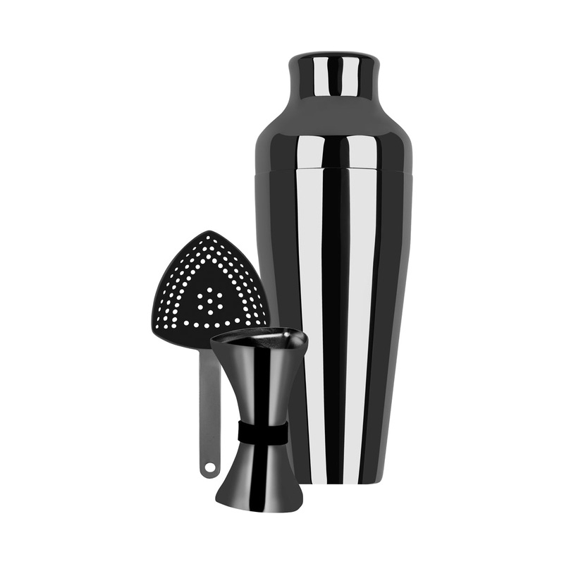 Cocktail Set - Gun Metal, 3Pc: Pack of 1