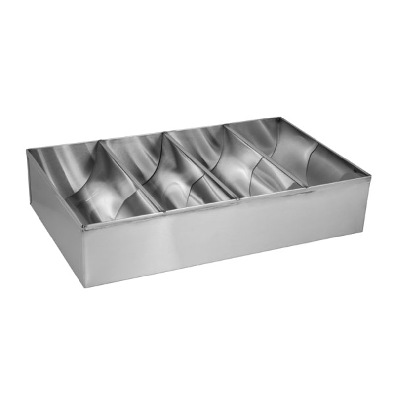 Cutlery Box - Stainless Steel, 4 Compartments, 450 x 260 x 100mm