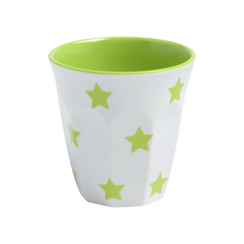 Tumbler - with Lime Green Stars, 90mm, 300ml, White: Pack of 12