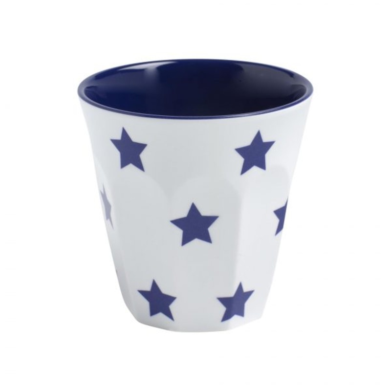 Tumbler - with Navy Blue Stars, 90mm, 300ml, White: Pack of 12