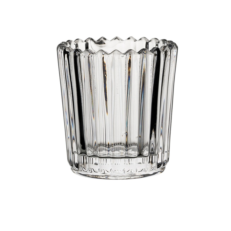 Ribbed Large Votive Clear: Pack of 6