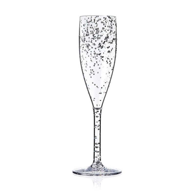 Palm Unbreakable Glitter Flute - 200ml: Pack of 4