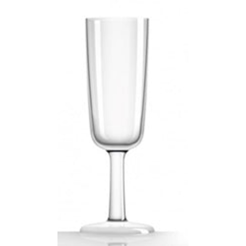 Unbreakable Flute Glass with Clear Base 180ml: Pack of 4