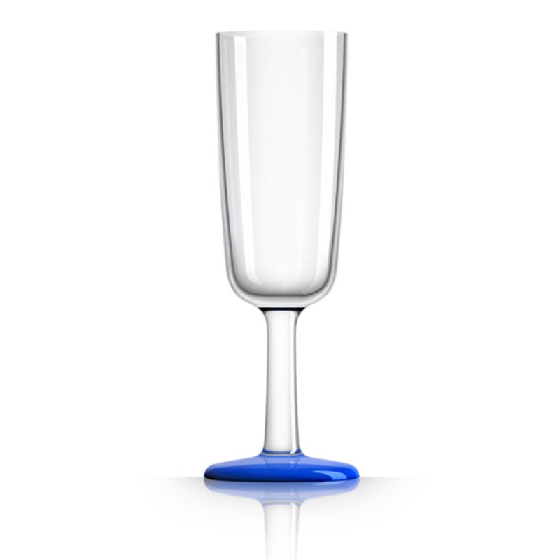 Unbreakable Flute Glass with Navy Blue Base 180ml: Pack of 4