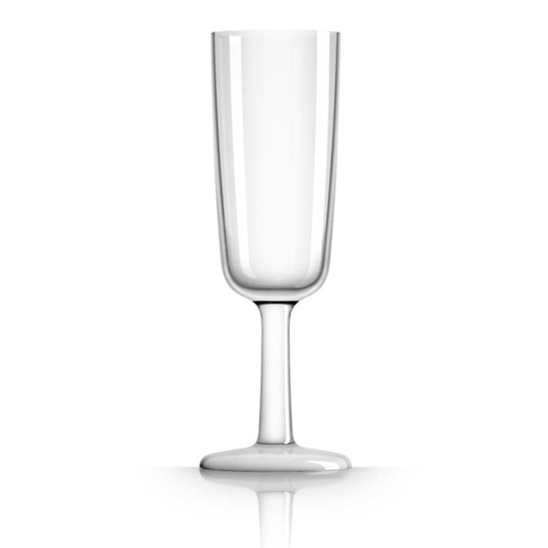 Unbreakable Flute Glass with White Base 180ml: Pack of 4