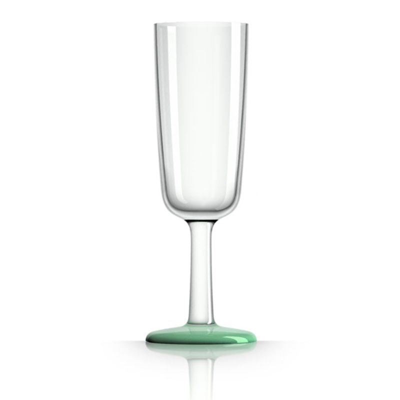 Unbreakable Flute Glass with Green Glow in the Dark Base 180ml: Pack of 4