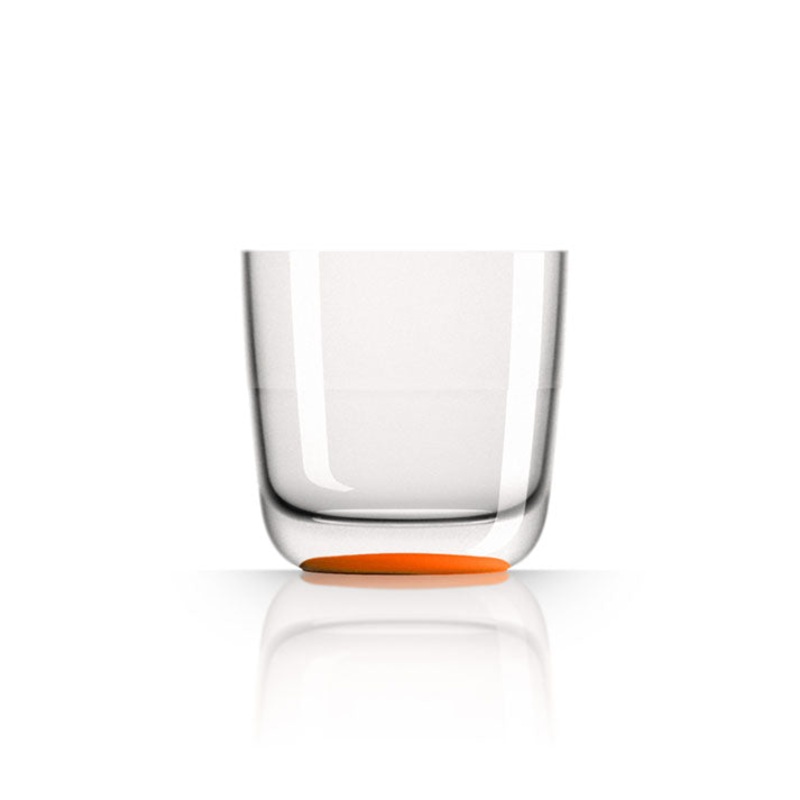 Unbreakable Whisky Glass with Orange Base 285ml: Pack of 4