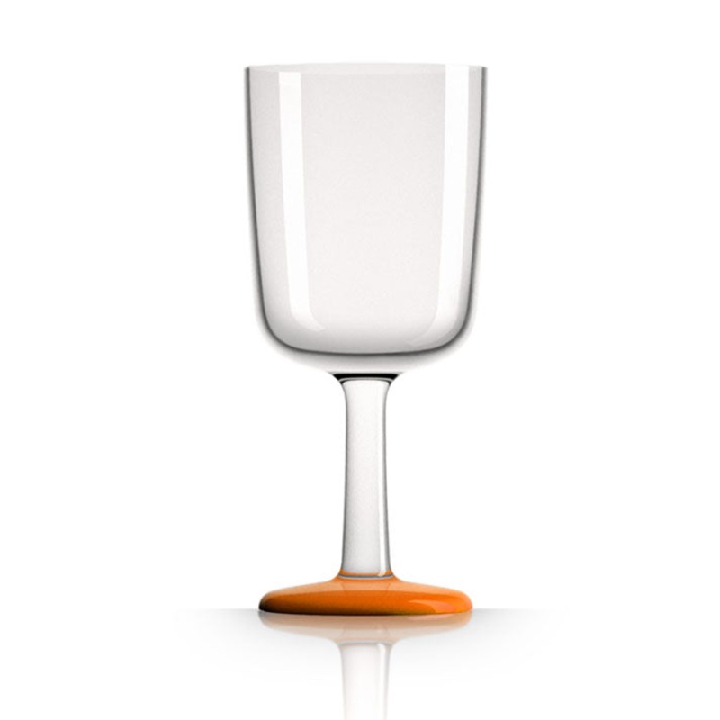 Unbreakable Wine Glass with Orange Base 300ml: Pack of 4