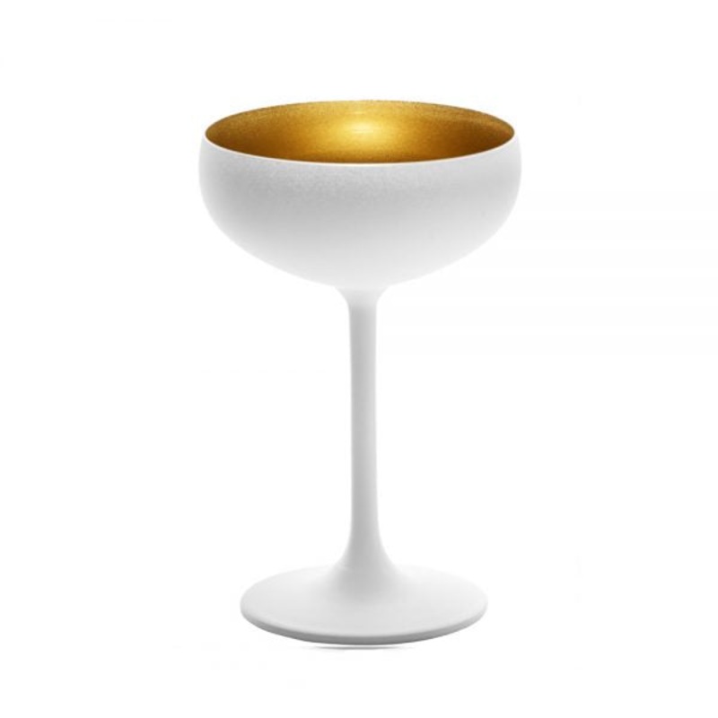 Champagne Coupe - 230ml, Olympic, Matt White-Gold: Pack of 24