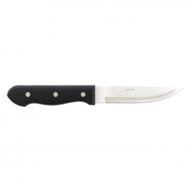 Steak Knife, Jumbo Black Handle, Pointed Tip: Pack of 12
