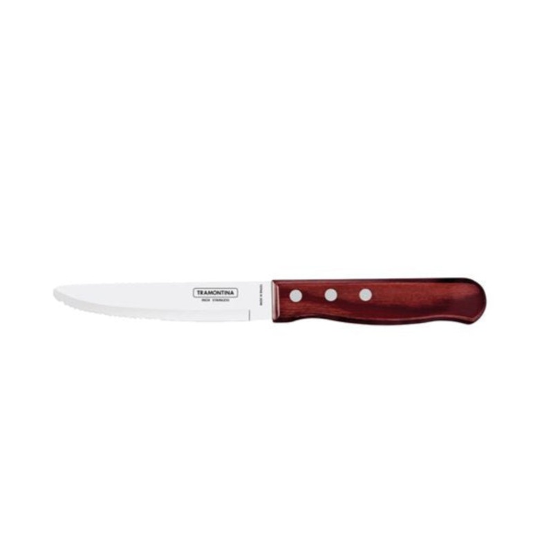 Polywood Churrasco Steak Knife Serrated Wide Blade Redwood 127mm: Pack of 12