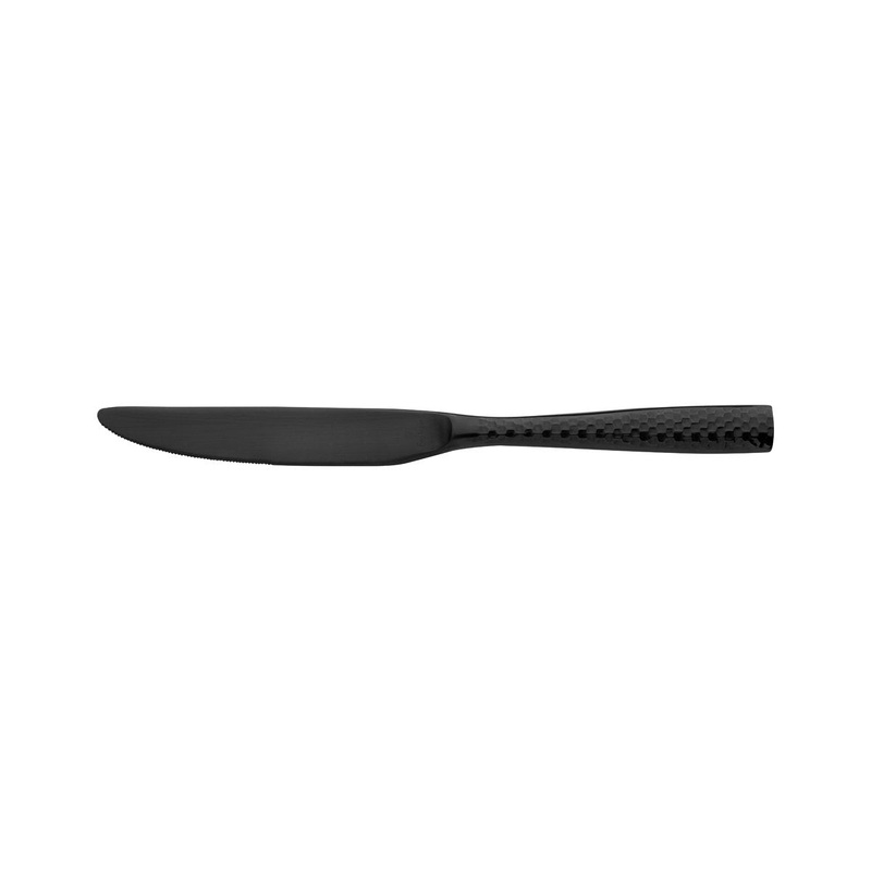Table Knife - Solid Handle - Lucca Faceted, Black: Pack of 12