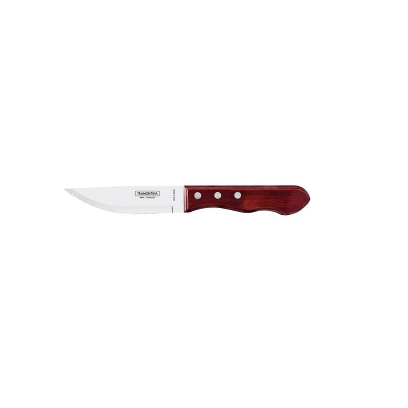 Jumbo Steak Knife, 127mm Serrated, Wide Blade - Red Polywood Handle: Pack of 12