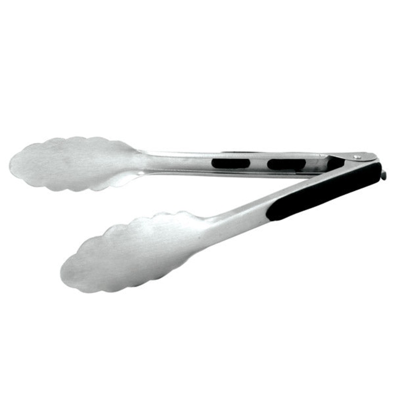 Utility Tong - Stainless Steel, Black Rubber Handle, With Lock, 250mm