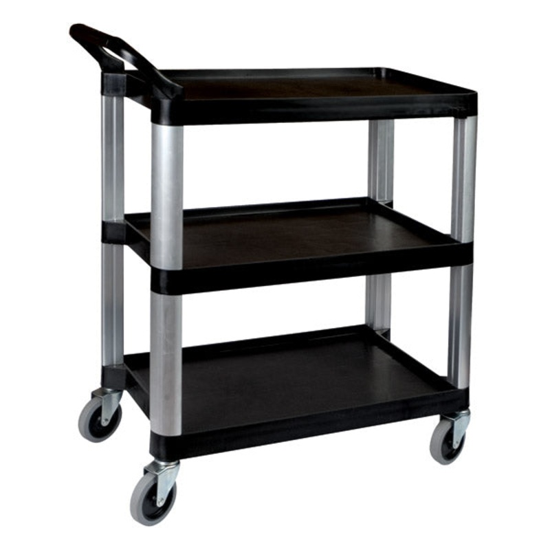 Utility Trolley - 3 Shelf, Black, 800 x 380 x 880mm