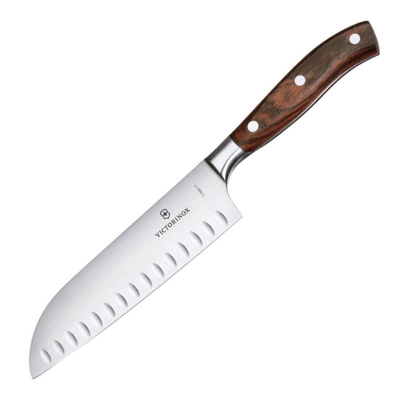 Victorinox 'Grand Maitre' Forged Santoku Knife with Fluted Edge - Wood, 17cm