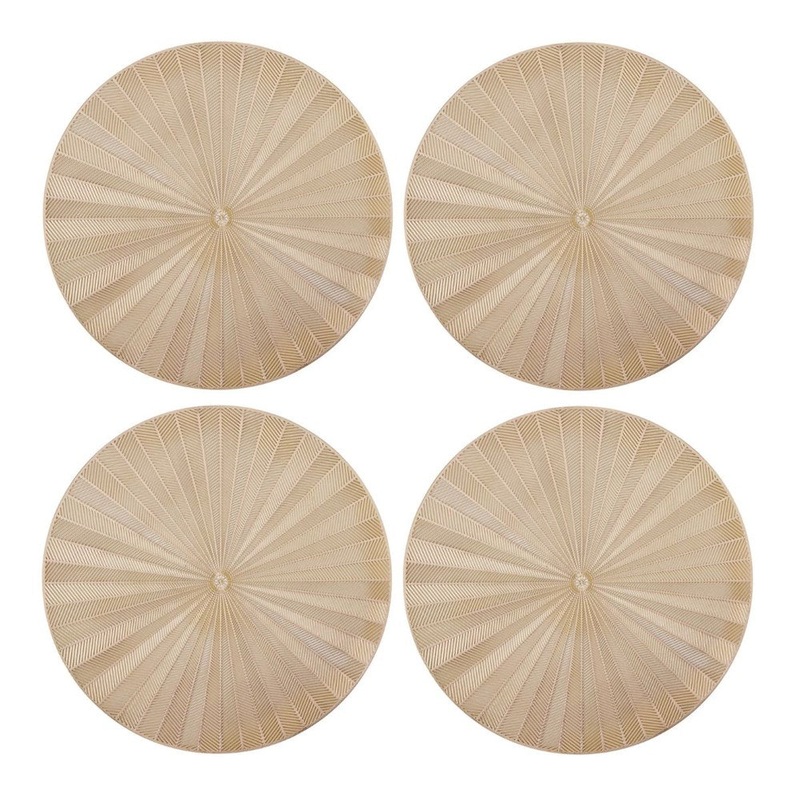 Mikasa 4-Piece Round PU Gold Placemat Set - 38cm