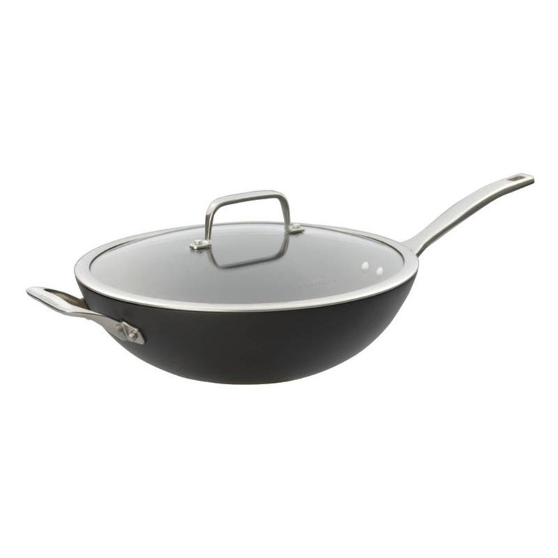 Pyrolux Induction Hard Anodised+ Wok with Lid - 32cm