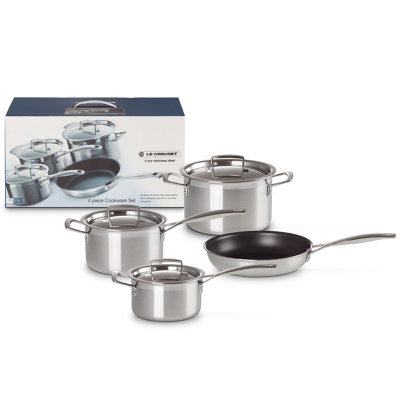 Le Creuset Classic 3 Ply Stainless Steel Cookware Set - 4 Piece
