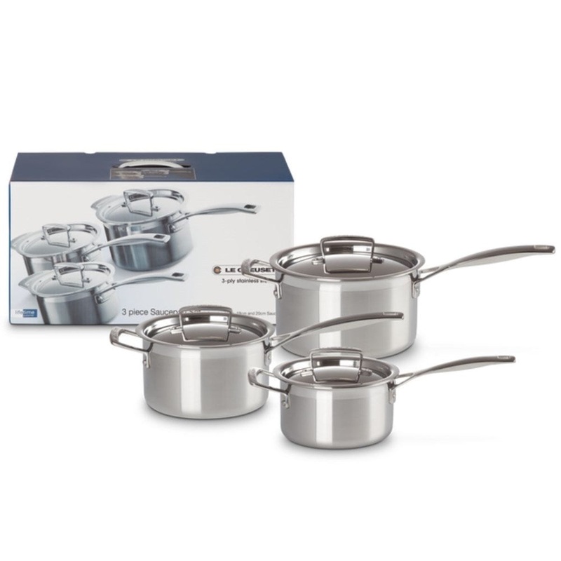Le Creuset Classic 3 Ply Stainless Steel Saucepan Set - 3 Piece