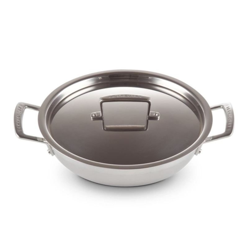 Le Creuset Classic 3 Ply Stainless Steel Shallow Casserole with Lid - 24cm