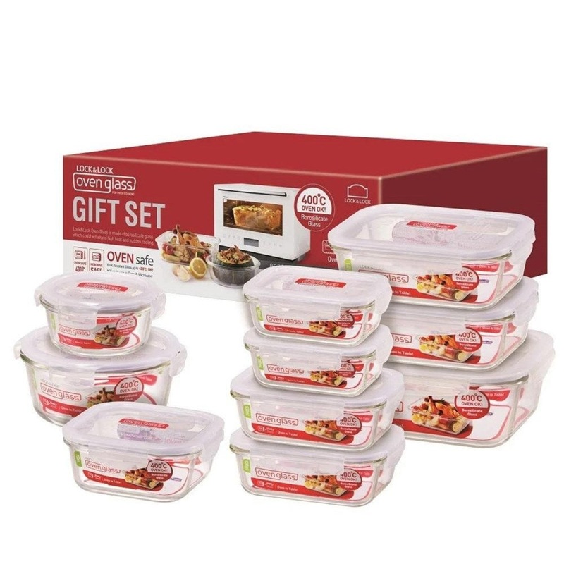LocknLock 10 Piece Boroseal Heat Resistant Glass Container Set