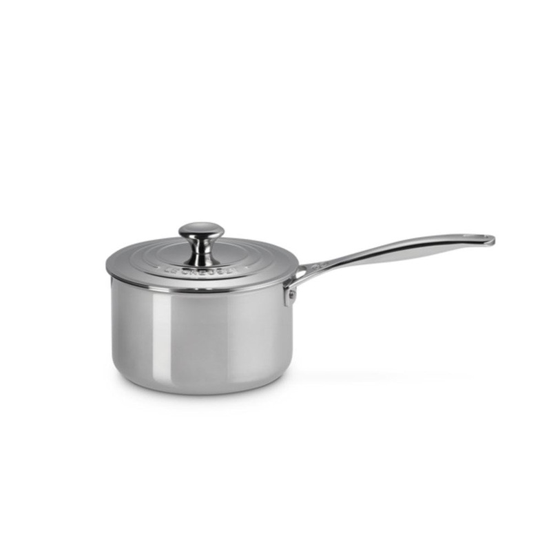 Le Creuset Signature 3 Ply Stainless Steel Saucepan with Lid - 18cm