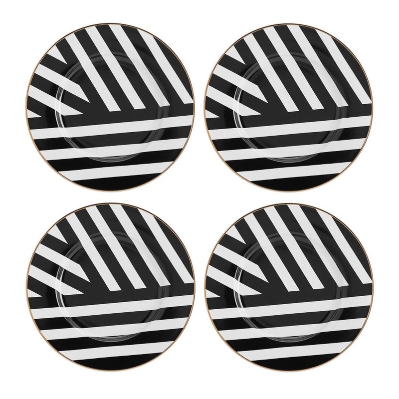 Mikasa Luxe Deco 4 piece China Side Plate Set - 21cm - Black /White
