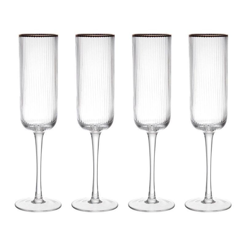 Mikasa Sorrento 4-Piece Crystal Champagne Flute Glass Set - 200ml