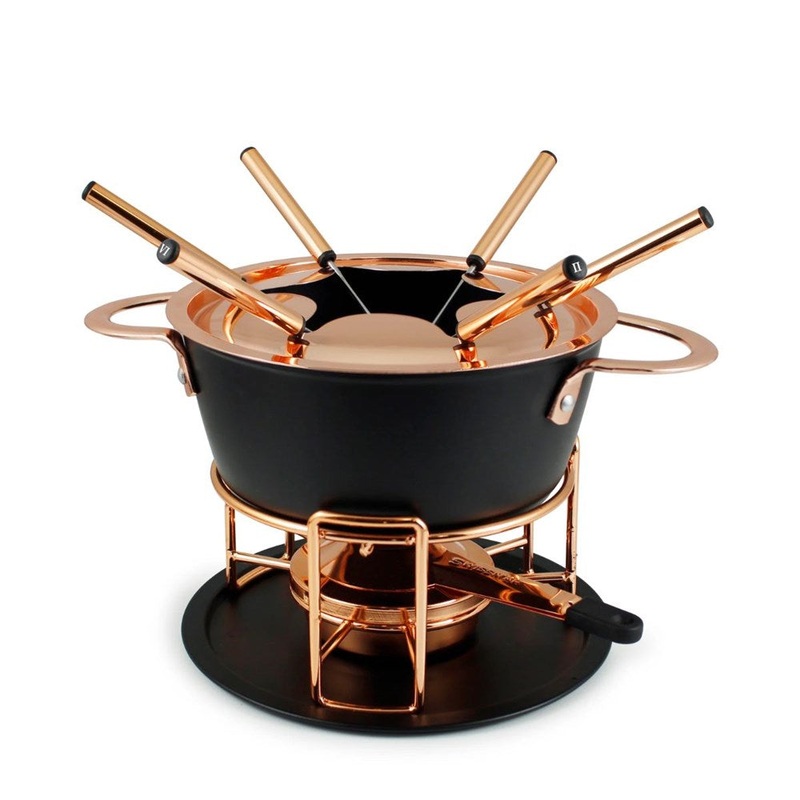 Swissmar Realp 11 piece Fondue Set - Cast aluminium- Black