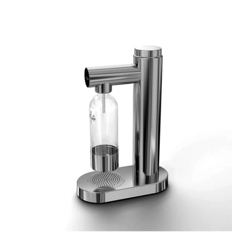 Monten Polished Steel Soda Maker + 1 Stainless Steel Bottle