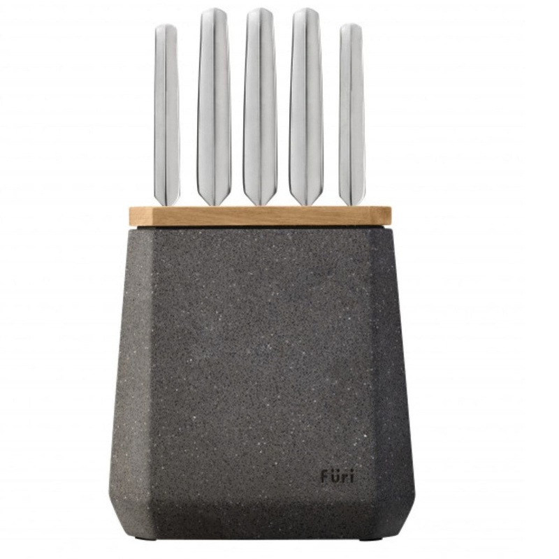 Furi Stone Knife Block Flint Terazzo Set - 6 Piece