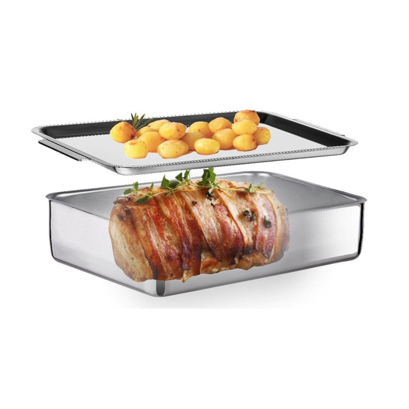 Inoxriv Design Plus Duplex Extra Deep Oven Pan (with Lid) - 36 x 25cm x 8cm