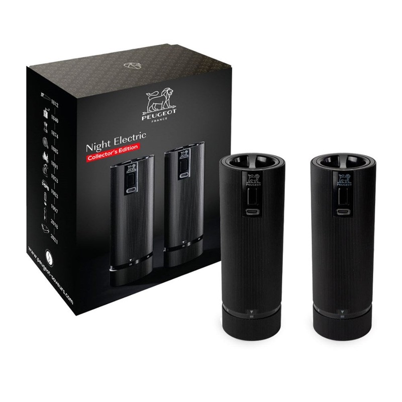 Peugeot Night Electric Line Salt & Pepper Mills - Matte Black - 15cm