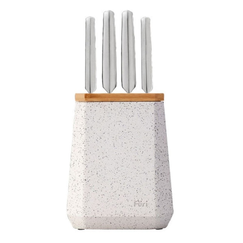 Furi Stone Knife Block Black and White Set - 5 Piece
