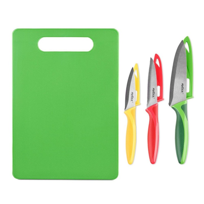 Zyliss Chopping Board & 3 Piece Knife Set