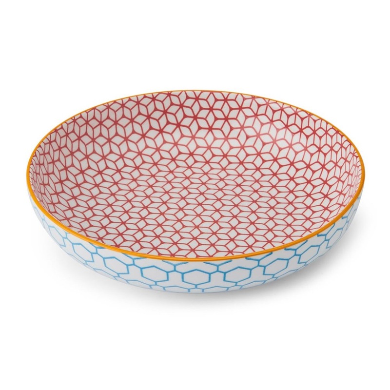 Mikasa Stoneware Bowl - 21cm - Blue Geometric