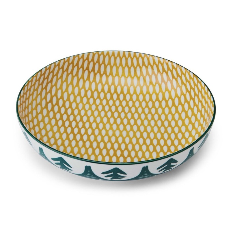 Mikasa Stoneware Bowl - 21cm - Green Leafy Pattern