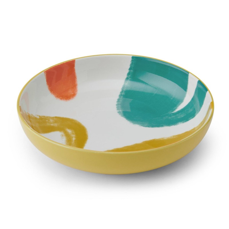 Mikasa Stoneware Bowl - 21cm - Yellow Abstract